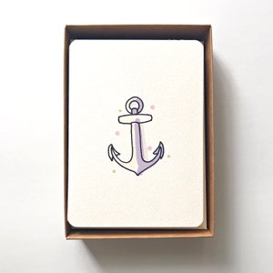 Set de papelería con ancla, tarjetas náuticas, tarjetas de notas en caja, notas de agradecimiento, boda en la playa, agradecimiento por baby shower, agradecimiento por campamento infantil