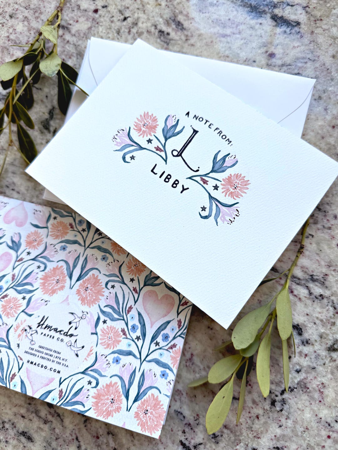 Personalized Watercolor Heart and Floral Stationery Set, Custom ...