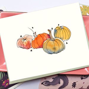 Carte de voeux citrouille, jeu de cartes pour Thanksgiving, jeu de cartes d'automne, citrouilles d'automne, jolies cartes d'automne, cartes vierges Farmers Market, récolte de citrouilles