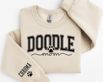 Doodle Dog Mom Sweatshirt, Custom dog Name tshirt, Dog Mom Gift, Goldendoodle Mama Shirt, Christmas gift for dog mom, labradoodle lover gift
