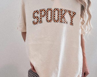 Spooky Halloween shirt, Halloween Shirt for Women, Checkered Spooky Season shirt, Spooky tshirt, Checkerboard Spooky hoodie