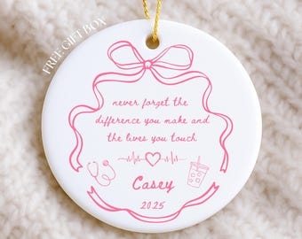 Nurse Appreciation Gift Ornament, Personalized You Make a Difference Gift, Thank You Nurse Christmas Gift, Whimsical Nurse Coworker gift