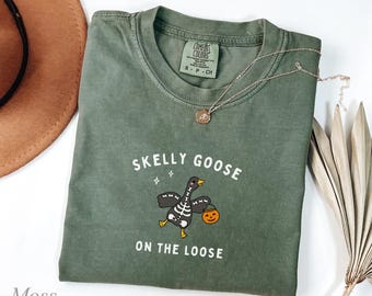 skeleton goose shirt, spooky goose shirt, silly goose halloween shirt, spooky goose sweatshirt, funny halloween goose shirt, skelly goose