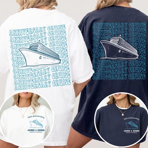 Anniversary Cruise shirts, Wedding anniversary cruising shirts, Couples cruise shirts, Comfort colors personalized family name cruise shirt