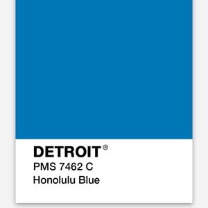 DETROIT - Honolulu Blue - Adesivo de amostra de cor - Estilo Pantone, Detroit Lions, Futebol