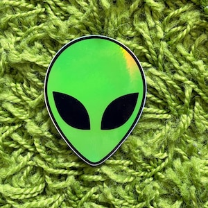 ALIEN holografische sticker - [Sticker 90s 2000s Rave Y2K Rave Techno UFO-vinyl]
