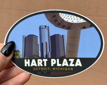 HART PLAZA - Detroit, Michigan Travel Sticker