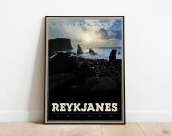 Reykjanes, Iceland 18x24 Travel Poster - Valahnúkur, Peninsula