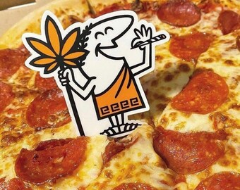 Bootleg Pizza Guy Vinyl Sticker [420 Rave Skate Pop Art Stoner Logo Flip]