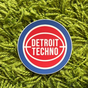 Vinylsticker DETROIT TECHNO - [retro, zuigers, pop, Jit, Michigan, midwest, housemuziek, festival, rave]