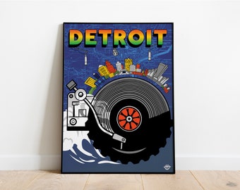 DETROIT 18x24 Motown Inspired Travel Poster