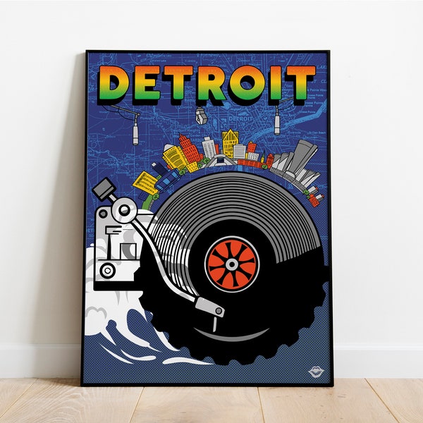 DETROIT 18x24 Motown geïnspireerde reisposter