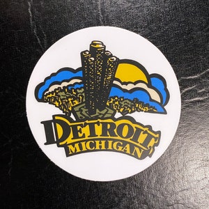 DETROIT, Michigan Vintage Skyline Vinyl Sticker