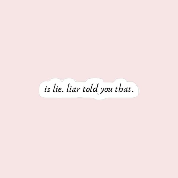 Is lie. Liar told you that. • Hockey Romance Vinyl Decal • Bookish Waterproof Sticker