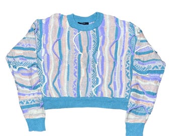 Vintage Coogi 3D Knit Cardigan Sweater Multicolor Mercerized