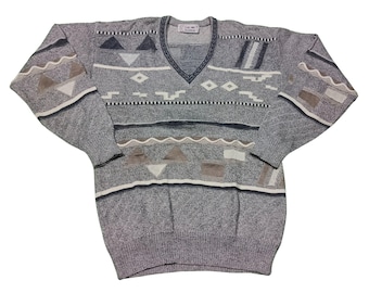 1980s/1990s Coogi Australia Authentic Colorful 3D Crazy V Neck