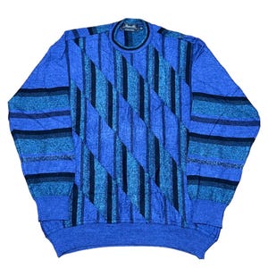 Suéter vintage estilo Marcello Coogi de los años 90 / Jersey de cuello redondo de pura lana merino / Suéter inspirado en Cosby Biggie Coogi, talla XXL