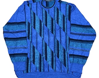 Vintage Marcello Coogi Style Merino Wool Sweater: 90s Multicolor Jumper XXL