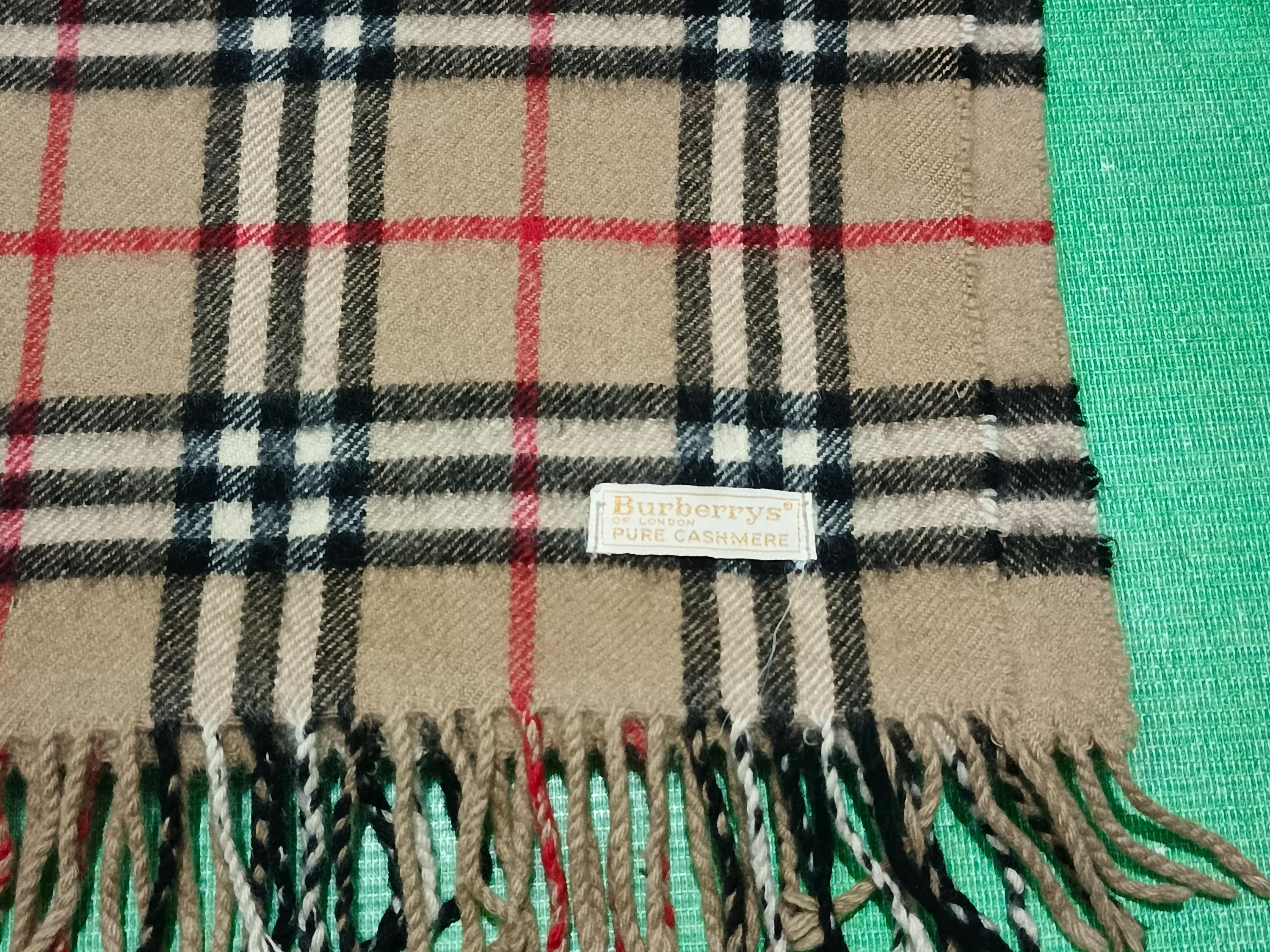Vintage Burberry Cashmere Scarf: Nova Check Beige Luxury Wrap - Etsy