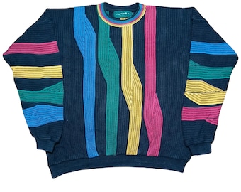 Vintage Tundra Coogi Style Sweater: 90s Retro Knit Jumper, Size L