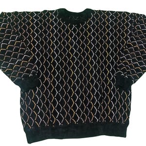 Vintage 90s Coogi Style Sweater: Abstract Knit Crew Neck, XL