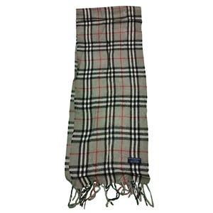 Vintage Burberry Nova Check Lambswool Scarf: Beige Luxury Wrap, Made in Scotland