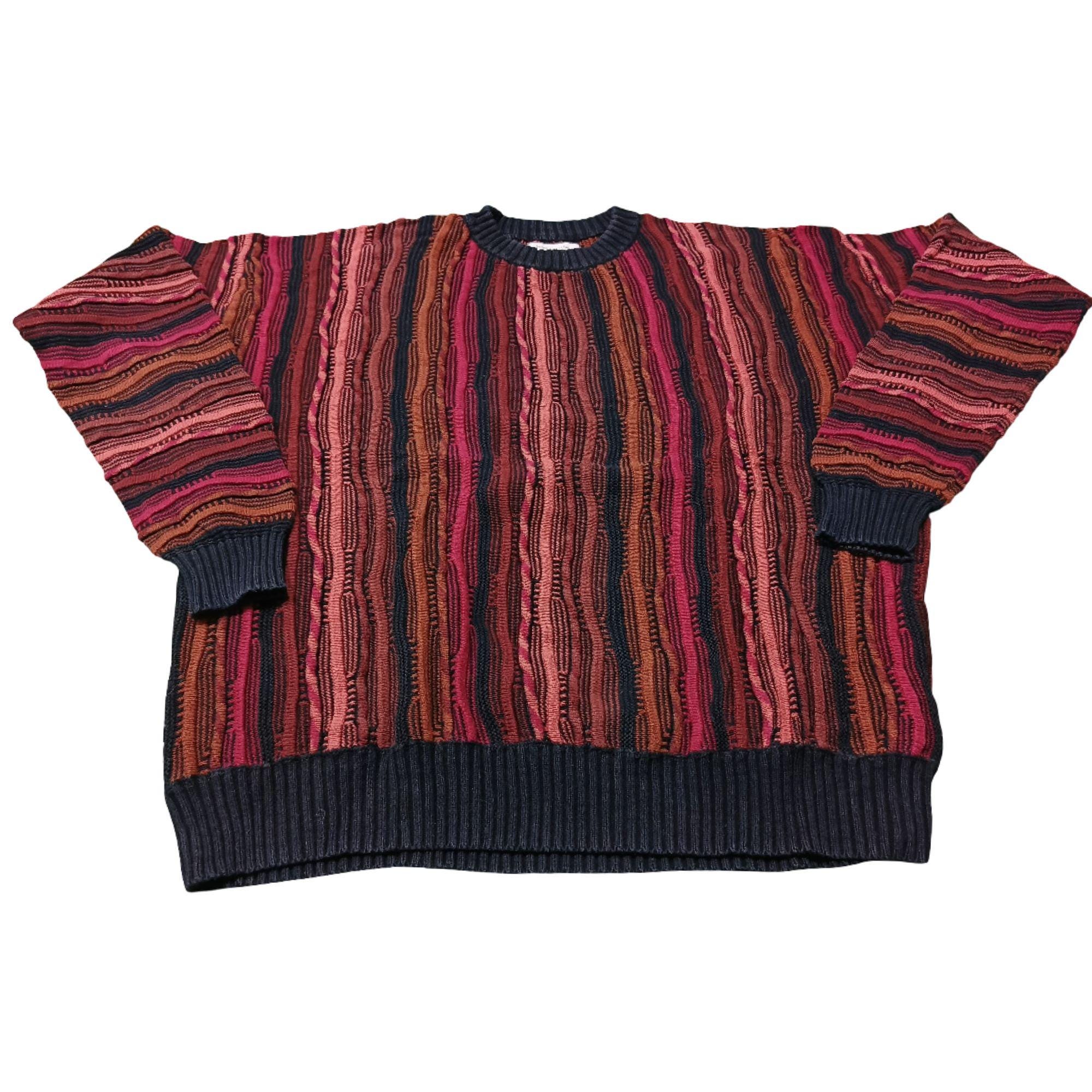 90年代ヴィンテージ Coogi スタイル ニットセーター：マルチカラー 