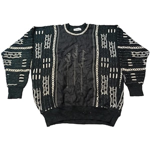 Vintage 90s Carlo Colucci Sweater: Geometric Knit Pullover, Oversized Fit