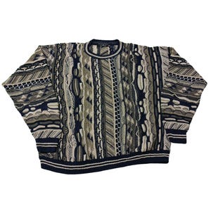 Vintage Protégé Coogi Style Sweater | 90s Textured Knit Hip Hop Pullover | Cosby Biggie Streetwear - Bold Sweater Size XXL