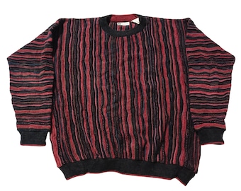 Vintage 90s Coogi Style Sweater: Retro Knit Jumper, Size XL