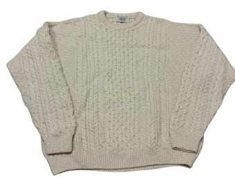 Vintage Blarney Woolen Mills Aran Knit Fisherman Sweater - Ireland XXL