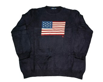 Vintage Polo Ralph Lauren RRL Jeans Company USA Flag Sweater Vintage Polo Ralph Lauren RRL Jeans Company USA Flag Sweater