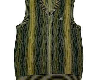 Vintage Coogi Style Wool Sweater Vest: 90s Abstract Knit