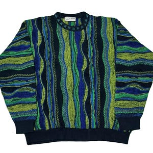 Vintage 90s Coogi Style Sweater: Abstract 3D Knit Pullover, Size
