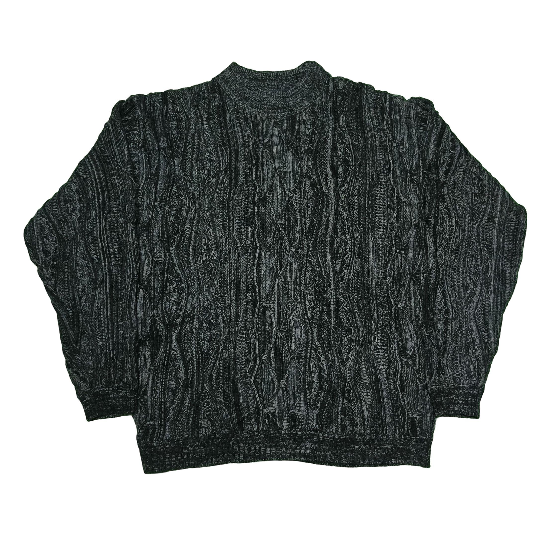 Vintage 90s Coogi Style Sweater 2XL: Black 3D Knit Pullover