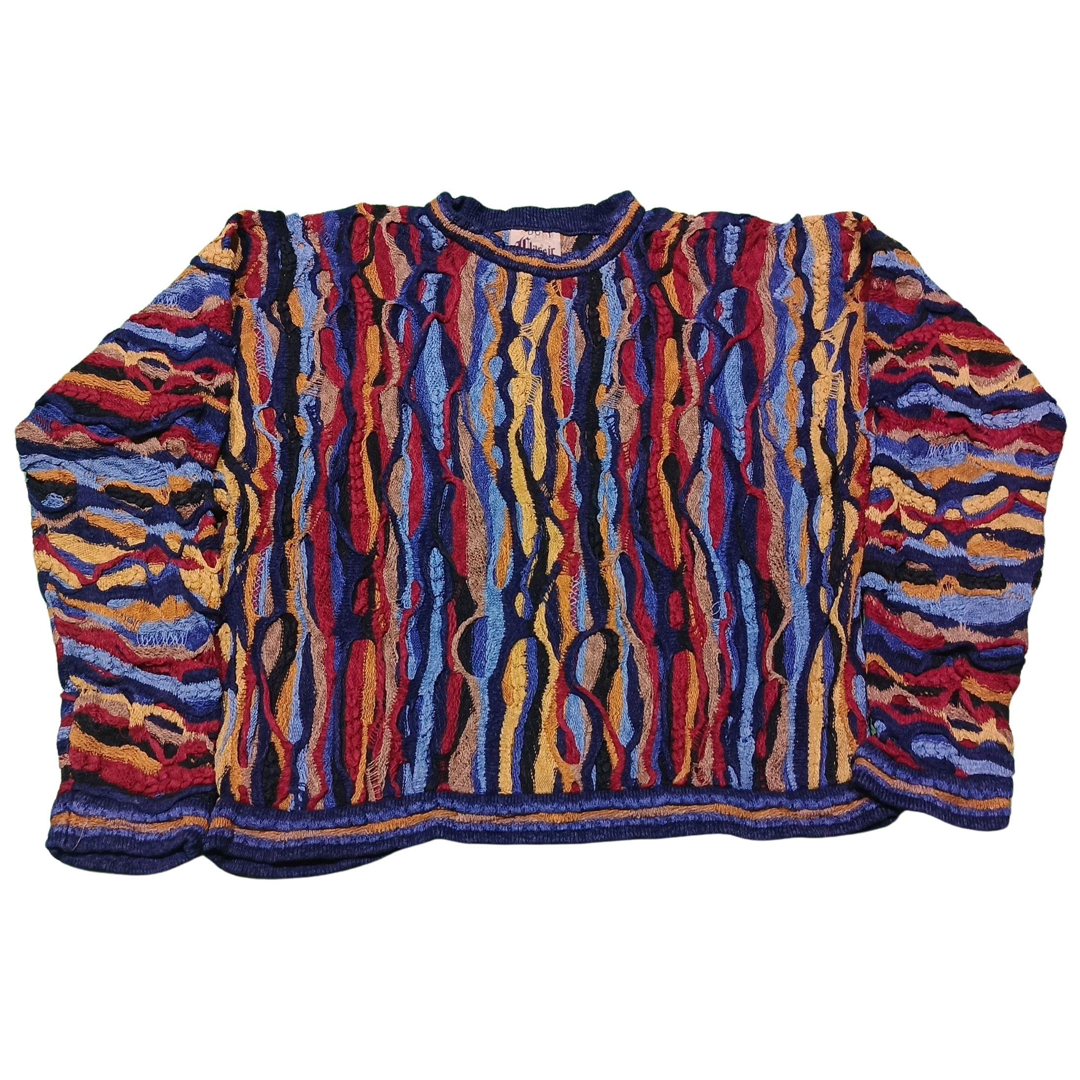 COOGI 3Dニット 2XL Nineties Black, White & Yellow 3D Knit Coogi Pullover Sweater - Etsy