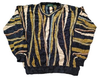Vintage Tundra Canada Coogi Style Sweater: 90s Multicolor Knit (XL)