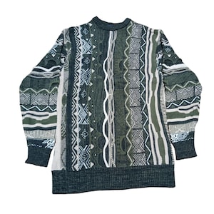 Vintage 90s Coogi Style Sweater, Textured Abstract Knit Jumper Size S/P