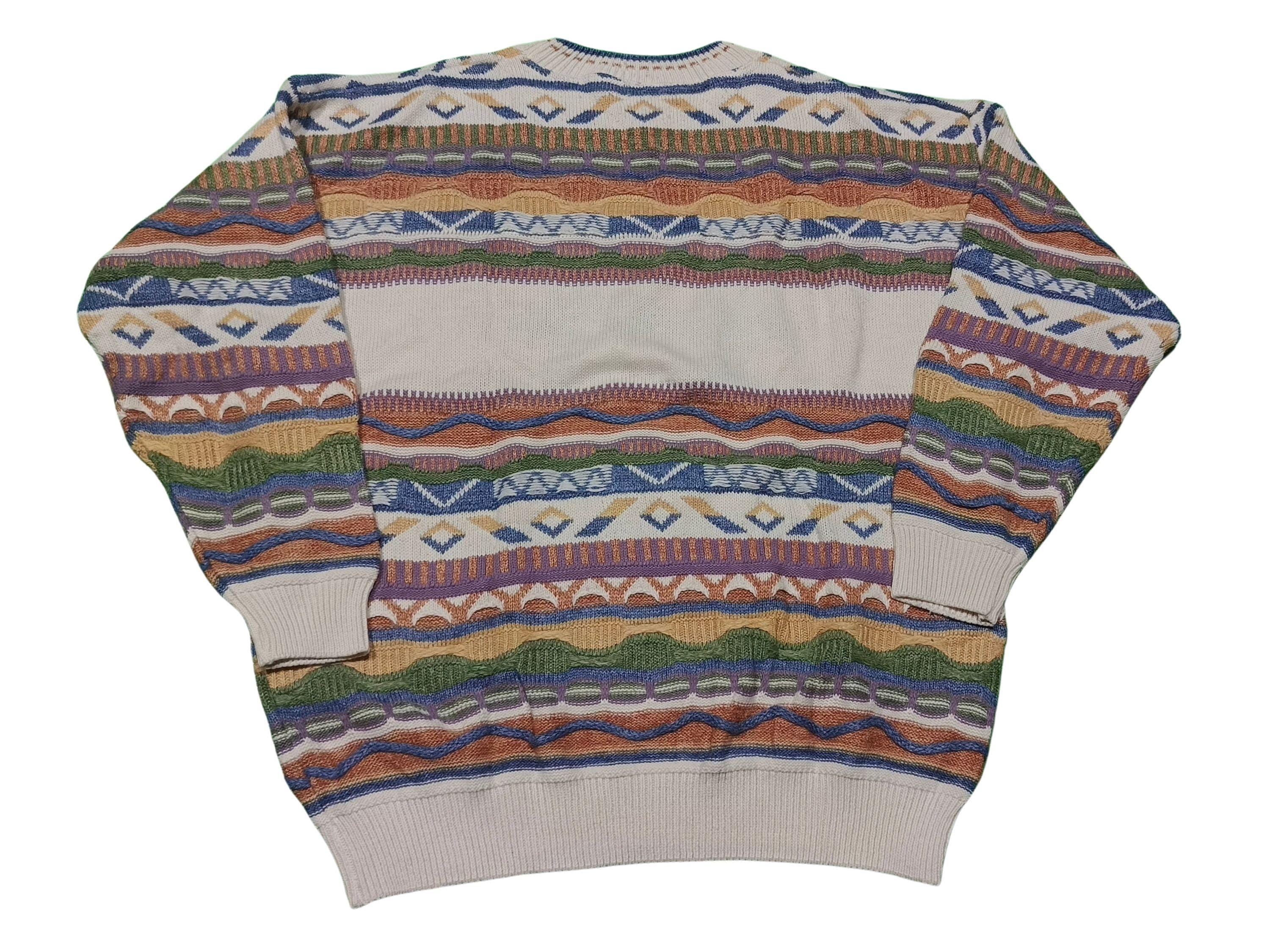 トップス coogi knit 90s Vintage 90s Coogi Style Sweater: Abstract Knit Jumper, Men's Large