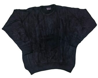 Vintage Farentino Coogi Style Sweater: 90s Textured Knit, Oversized Fit