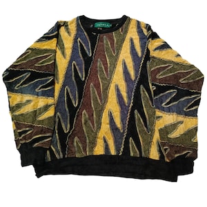 Vintage Tundra Coogi Style Sweater: 90s Multicolor Knit Jumper - Size L