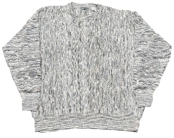 Suéter estilo Coogi para hombre, idea vintage de los años 90: jersey de punto abstracto, talla L
