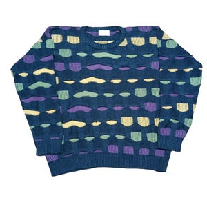 Vintage Coogi Style Sweater L - 90s Geometric Knit Pullover