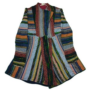 Vintage IVKO Embroidered Knit Coat: Multicolor Boho Wool Blend Jacket