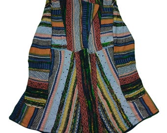Vintage IVKO Embroidered Knit Coat: Multicolor Boho Wool Blend Jacket