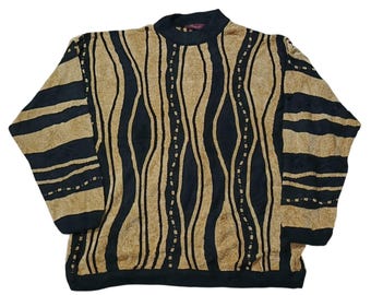 Vintage 90s Coogi Style Sweater: Retro Knit Pullover, Size XL