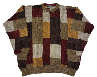 Vintage Tundra Canada Coogi Style Sweater: 90s Multicolor Knit, XL