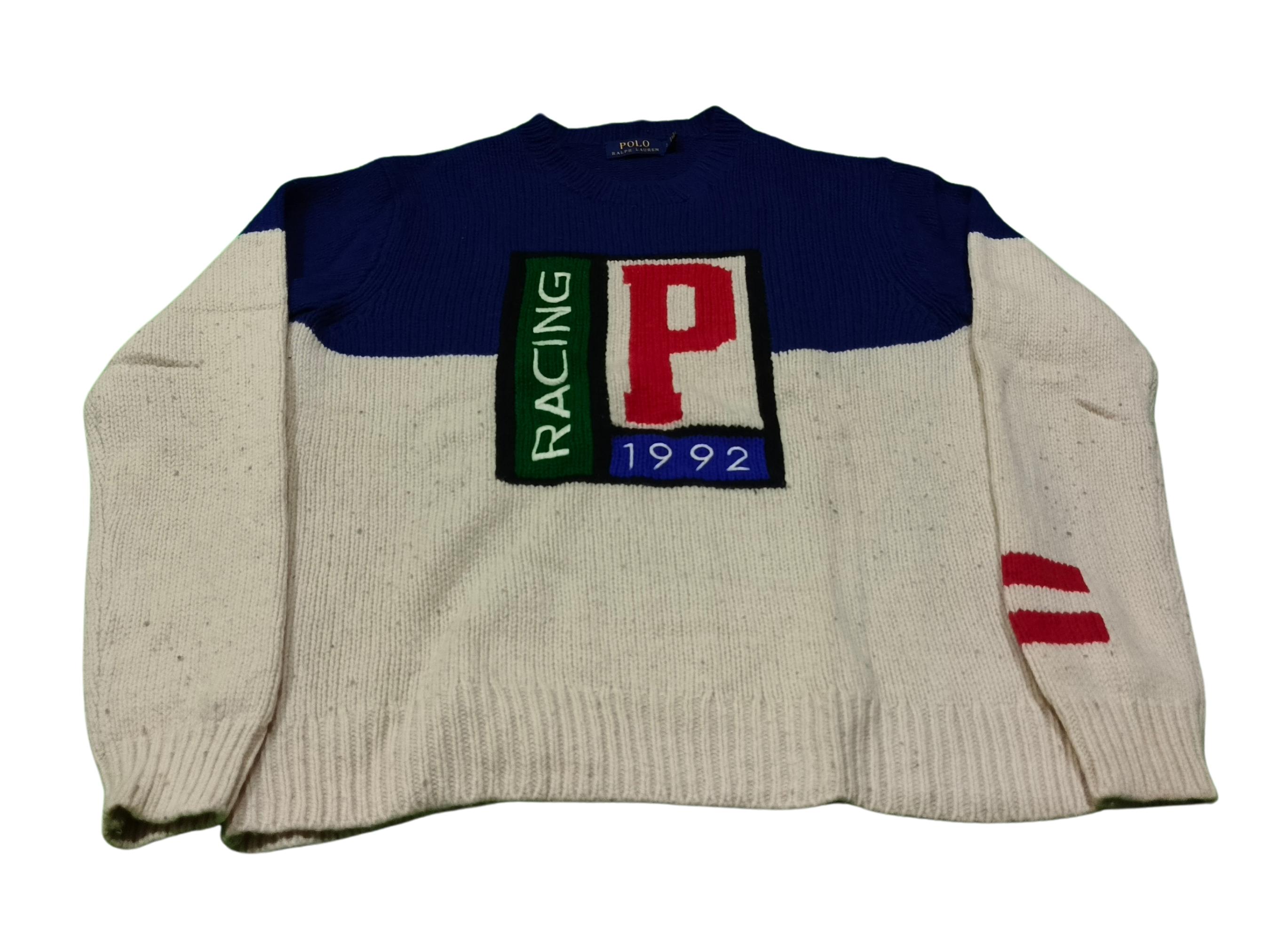 Vintage Polo Ralph Lauren Wool Sweater: 1992 Racing Design - Size