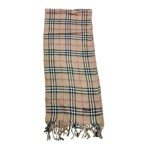 Vintage Burberry Nova Check Wool Scarf: Made in England