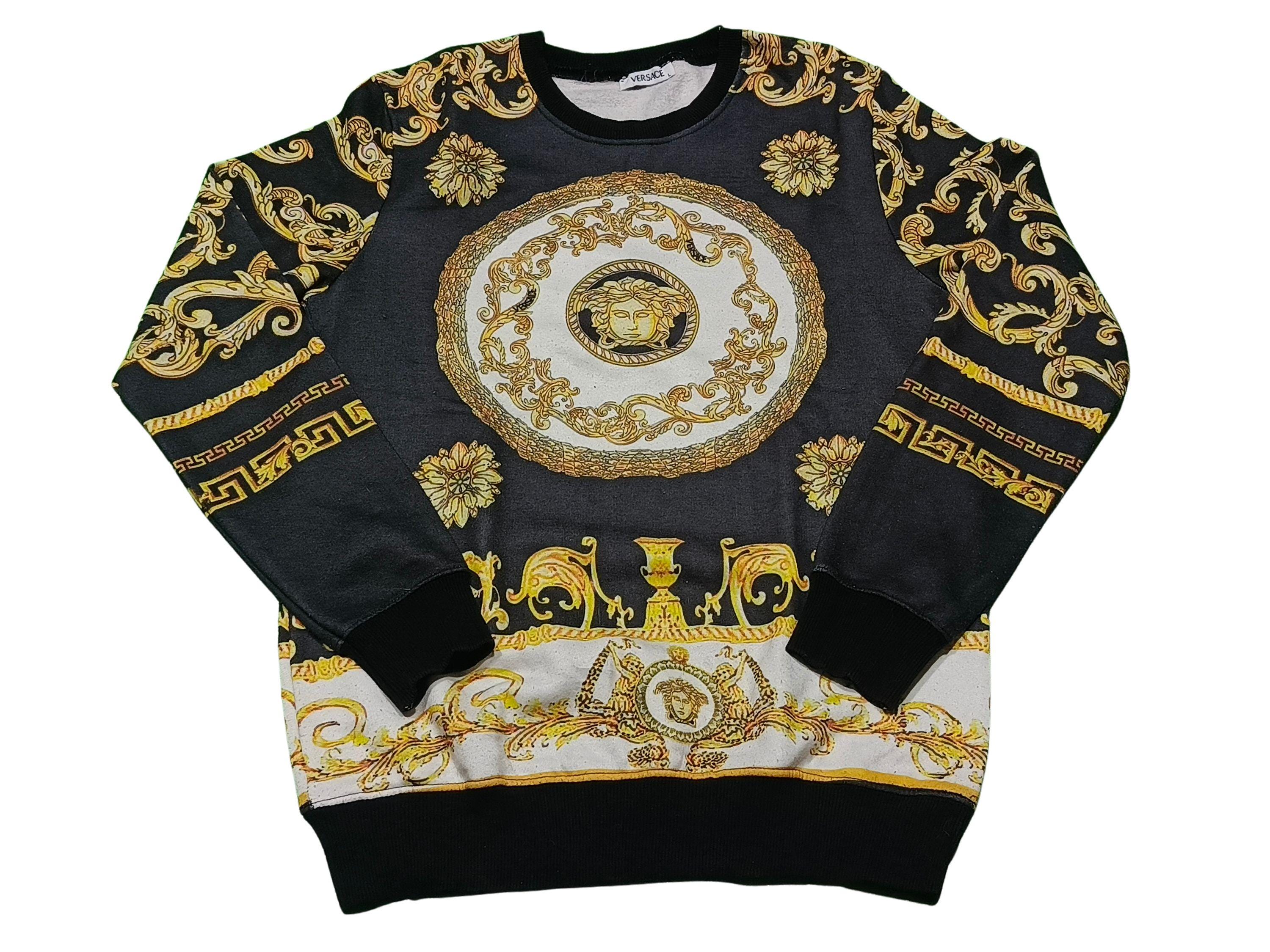 Vintage Versace Baroque Medusa Sweatshirt, Black & Gold Designer